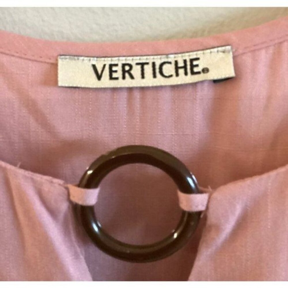 Vertiche Women Pink Summer Blouse NWT Size XL Rounded neck capped short Sleeves - Picture 2 of 10